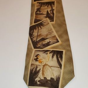 Tommy Bahama silk tie tan olive postcard